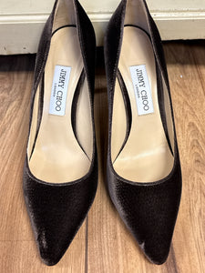 Jimmy Choo Size 39 1/2 Marron Velvet Pump