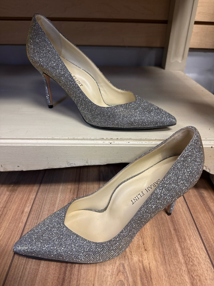 SARAH FLINT Size 38 Glitter Fabric Pump