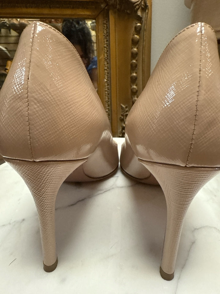 Prada Size 36 Nude Saffiano Patent Leather Pump