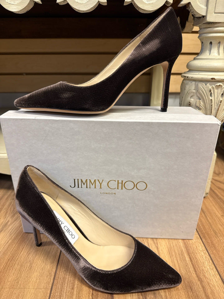 Jimmy Choo Size 39 1/2 Marron Velvet Pump