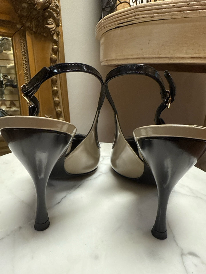 Dolce & Gabbana Size 37 Taupe & Black Patent Leather Pump