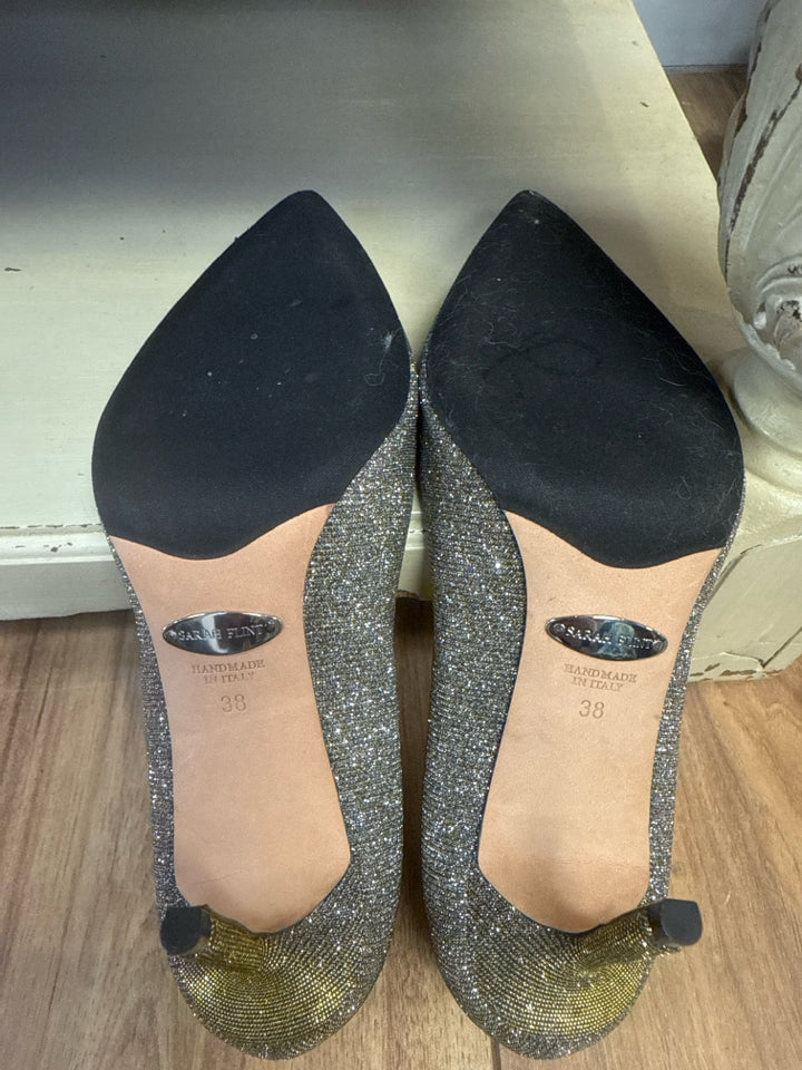 SARAH FLINT Size 38 Glitter Fabric Pump
